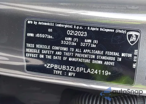 2023 Lamborghini Urus S from USA, damaged, VIN ZPBUB3ZL6PLA24119